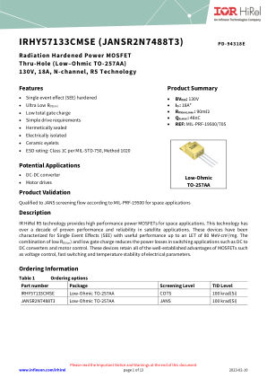 IRHY57133CMSE datasheet cover page