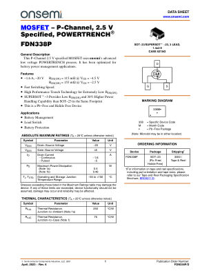 FDN338P datasheet cover page