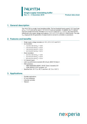 74LV1T34GW datasheet cover page