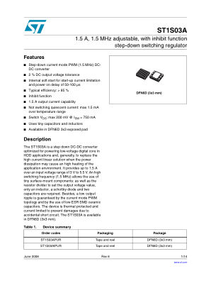 ST1S03A 数据手册首页