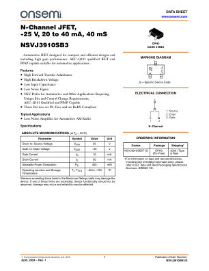 NSVJ3910SB3 datasheet cover page