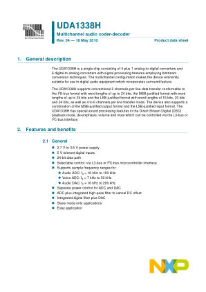 UDA1338H datasheet cover page