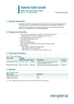74AHC1G07GV-Q100125 datasheet cover page