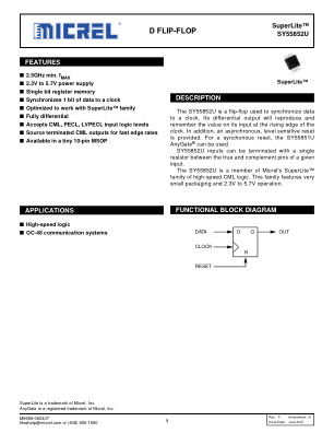 SY55852UKG-TR datasheet cover page