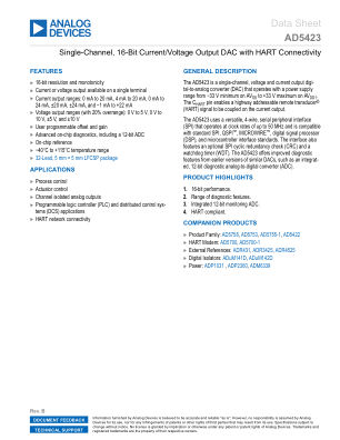 AD5423 datasheet cover page
