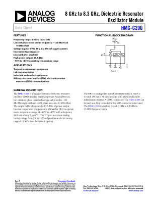 HMC-C200 数据手册首页