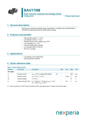 BAV170MYL datasheet cover page