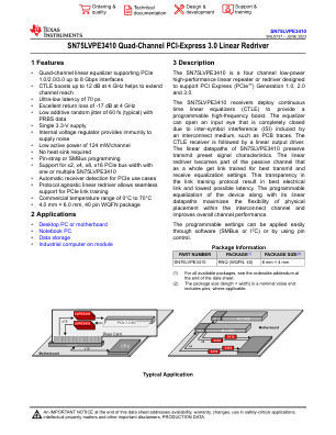 SN75LVPE3410 datasheet cover page