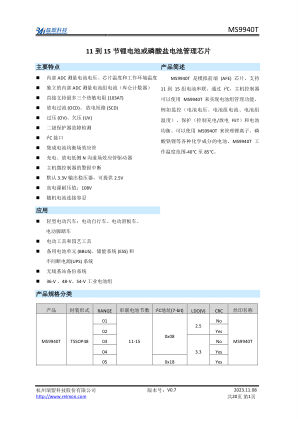 MS9940T 数据手册首页