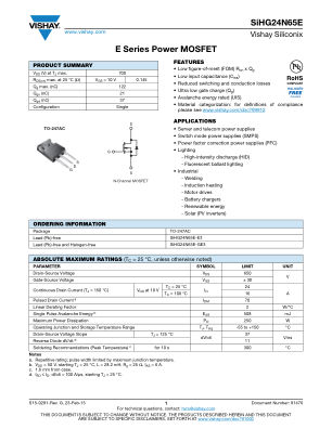 SIHG24N6 datasheet cover page