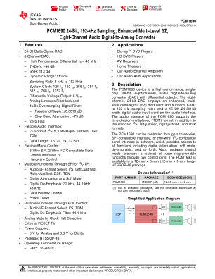 PCM1690 datasheet cover page