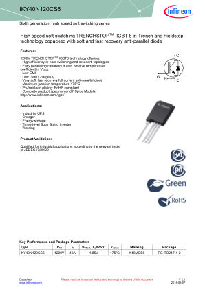 IKY40N120CS6 datasheet cover page