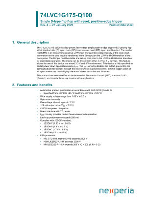 74LVC1G175GV-Q100125 datasheet cover page