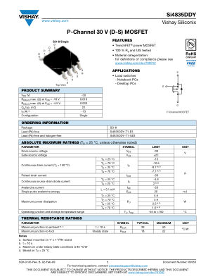 SI4835DDY 数据手册首页