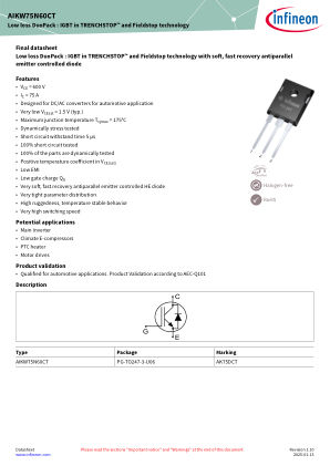 AIKW75N60CT datasheet cover page