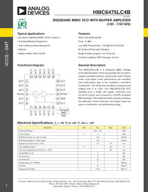 HMC6475 datasheet cover page