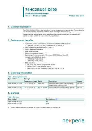 74HC2GU04GV-Q100H datasheet cover page