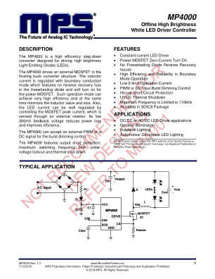 MP4000 datasheet cover page