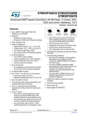 STM32F058C8 数据手册首页