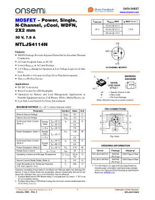 NTLJS4114N datasheet cover page