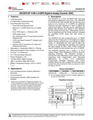 DAC5670-SP datasheet cover page