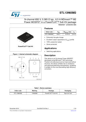 STL13N65M2 数据手册首页