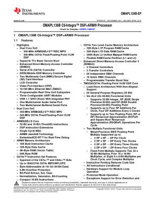 OMAPL138B-EP 数据手册首页