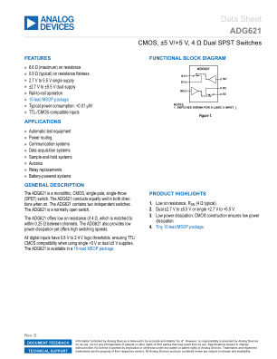 ADG621 datasheet cover page