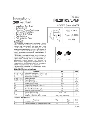 IRL2910S datasheet cover page