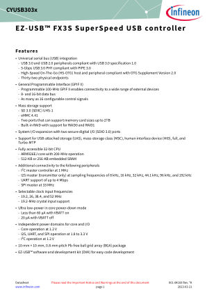 CYUSB3035-BZXI 数据手册首页