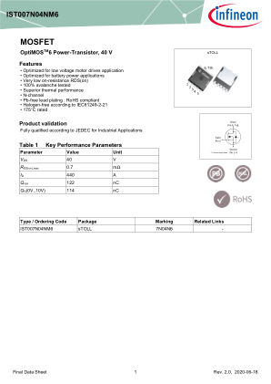 IST007N04NM6 datasheet cover page