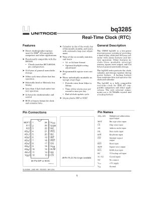 BQ3285 datasheet cover page