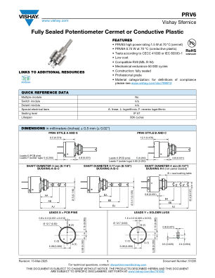 PRV6 数据手册首页