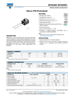BPV22NF datasheet cover page