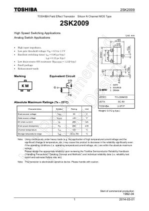 2SK2009 datasheet cover page