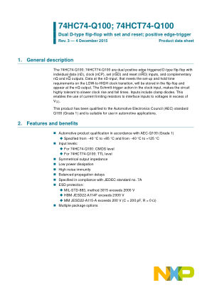 74HC74D-Q100653 datasheet cover page