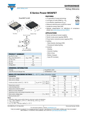 SIHR080N60E datasheet cover page