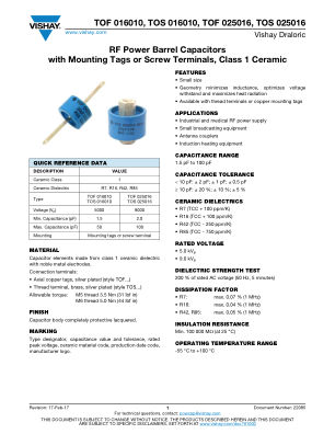 TOFTOS datasheet cover page