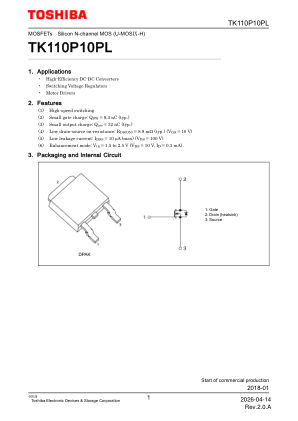 TK110P10PL 数据手册首页