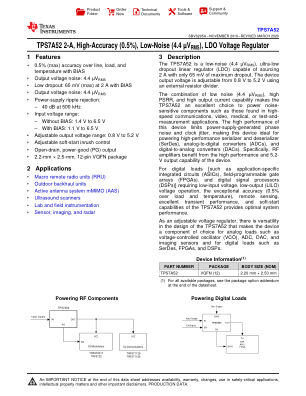 TPS7A52 datasheet cover page