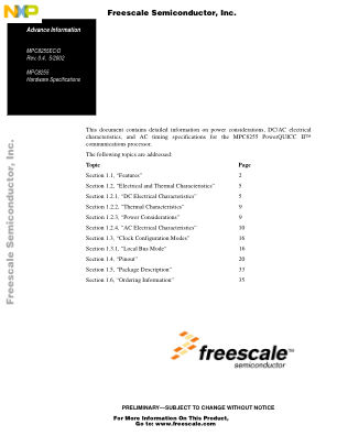 MPC8255EC datasheet cover page