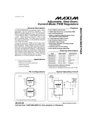 MAX750A-MAX758A 数据手册首页