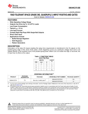SN54HC273-DIE datasheet cover page