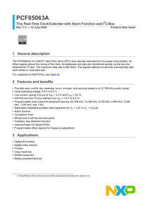 PCF85063A datasheet cover page