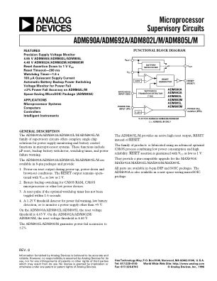 ADM690A 数据手册首页