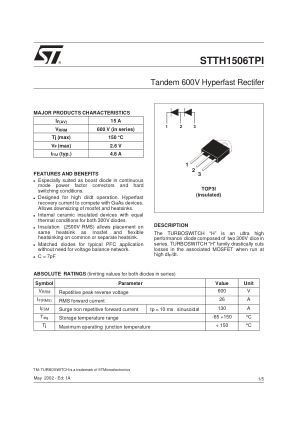 STTH1506TPI datasheet cover page