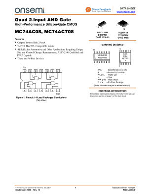 MC74AC08 数据手册首页