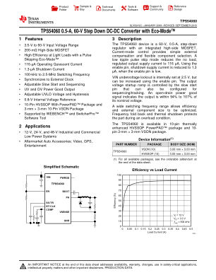 TPS54060 datasheet cover page