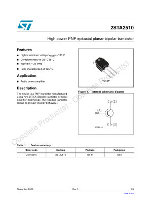 2STA2510 datasheet cover page
