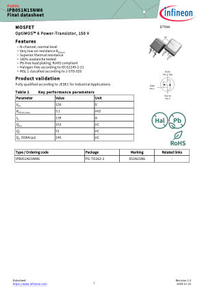 IPB051N15NM6 datasheet cover page